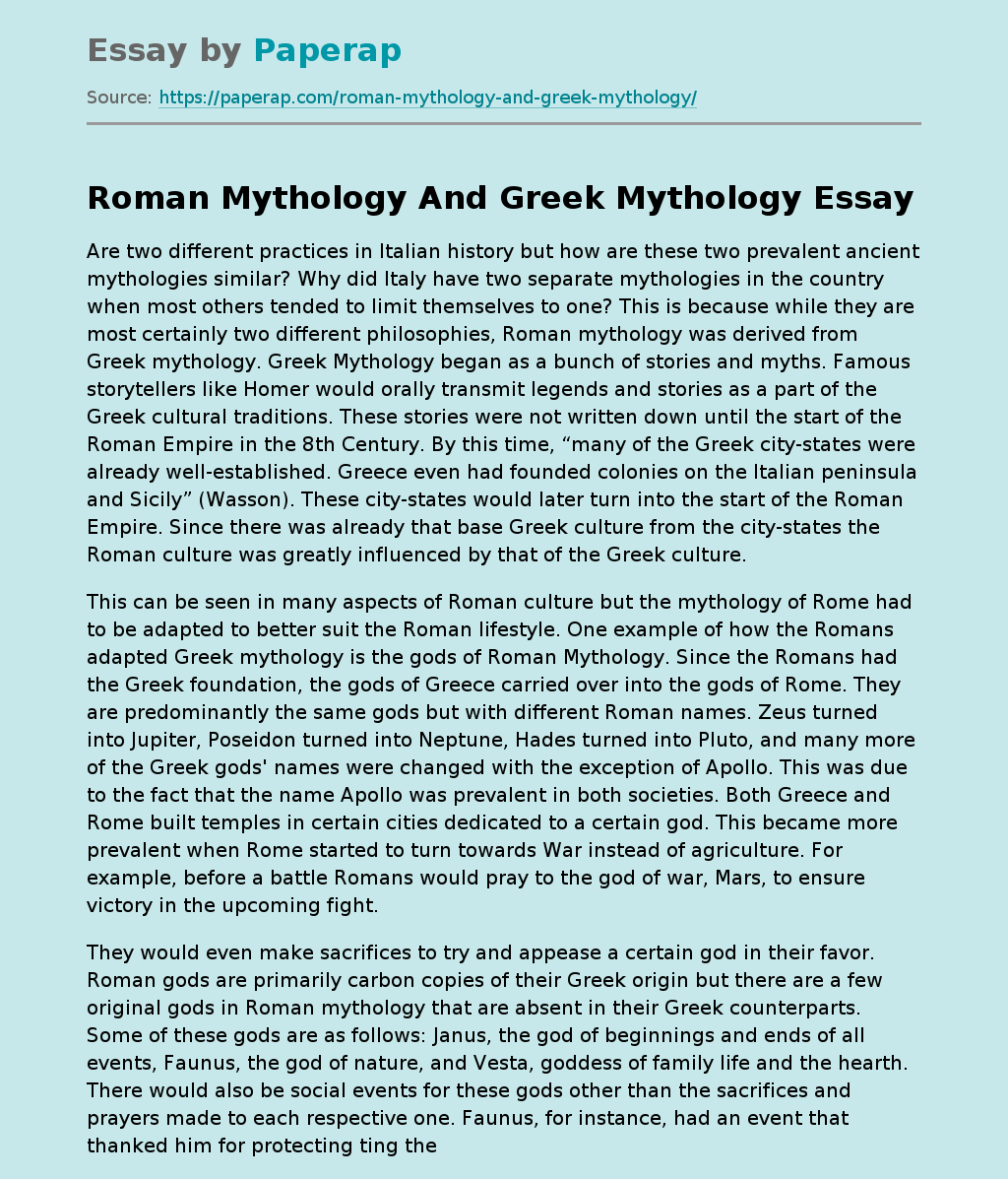 Roman Mythology And Greek Mythology