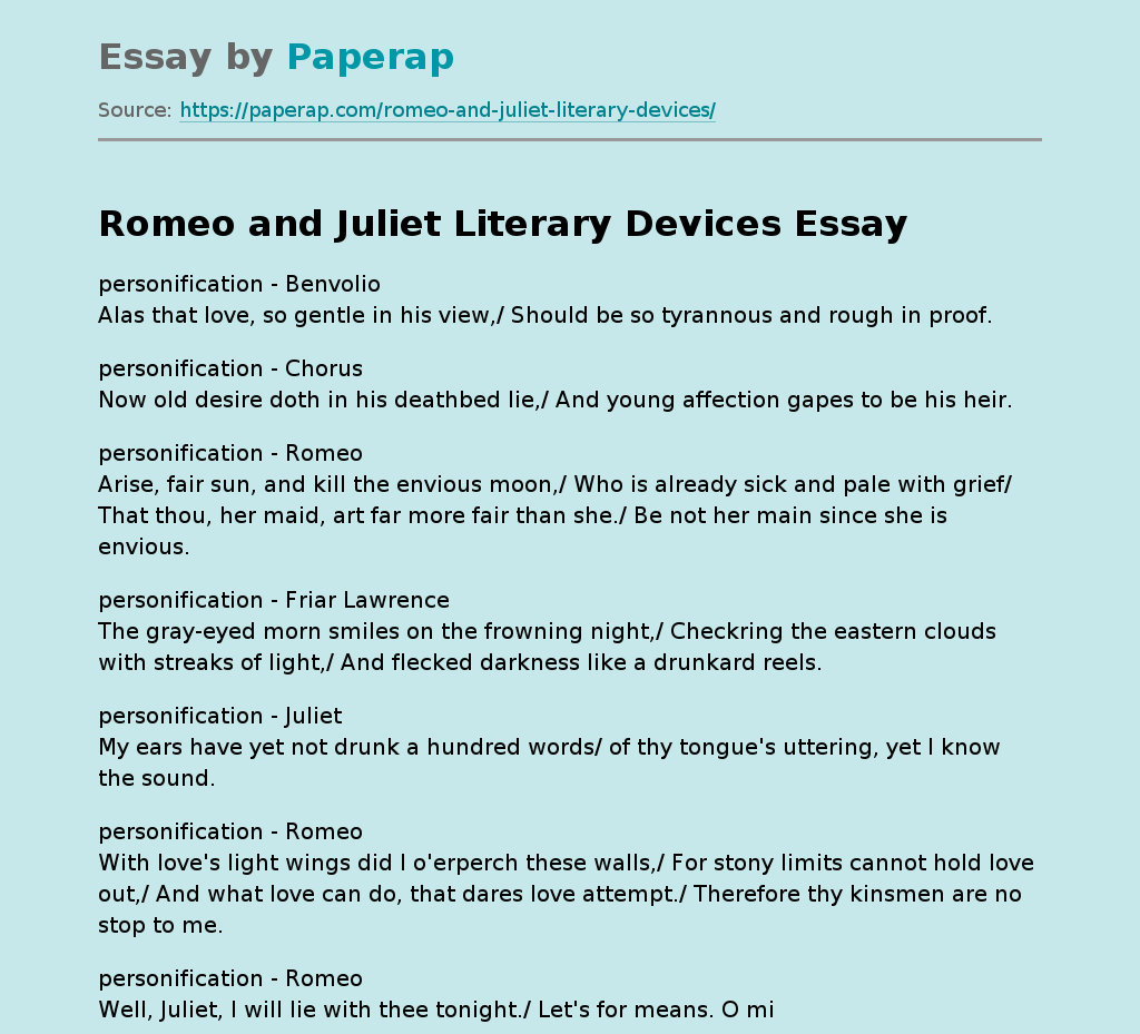 Romeo and Juliet Literary Devices