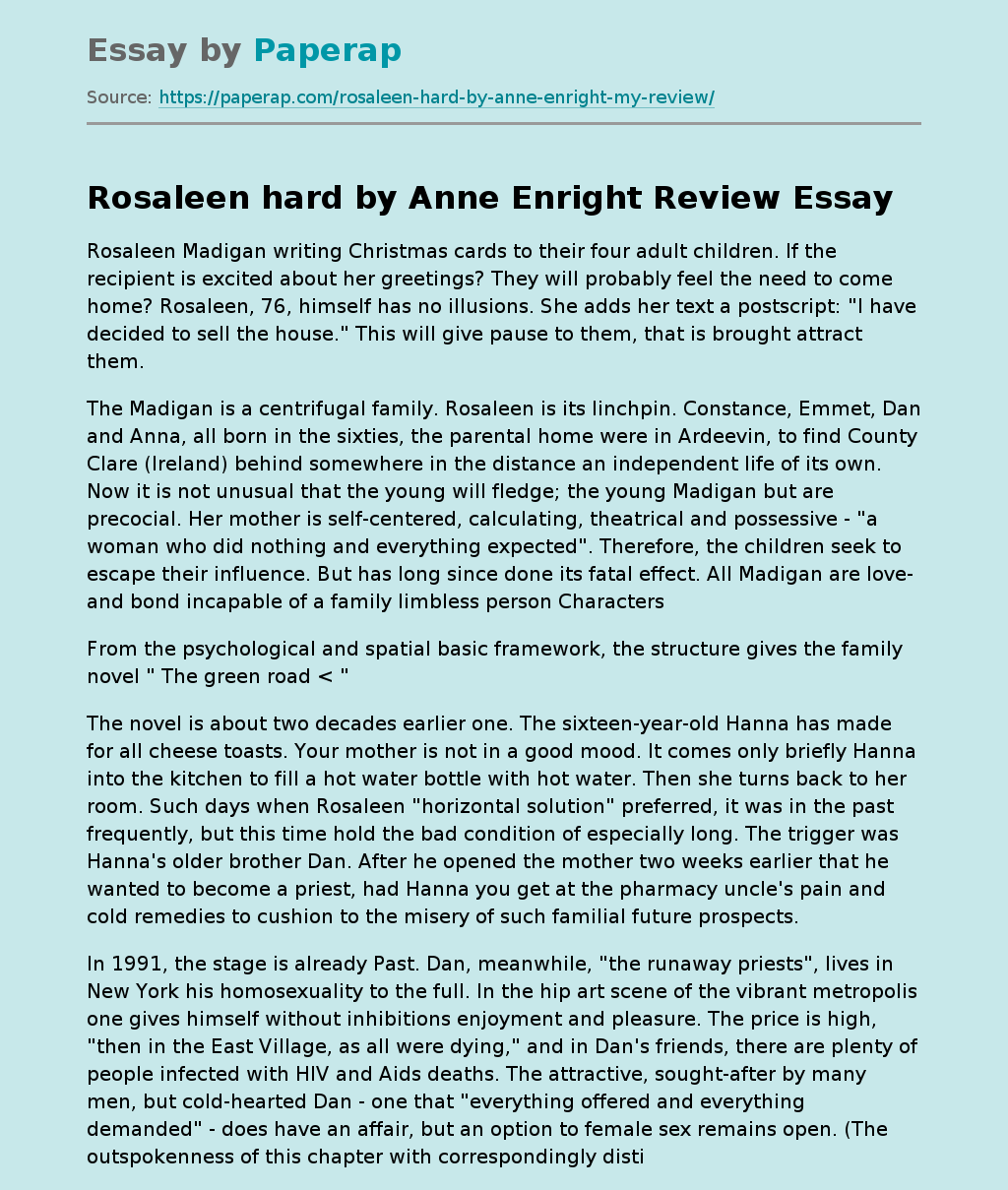 "Rosaleen Hard" By Anne Enright