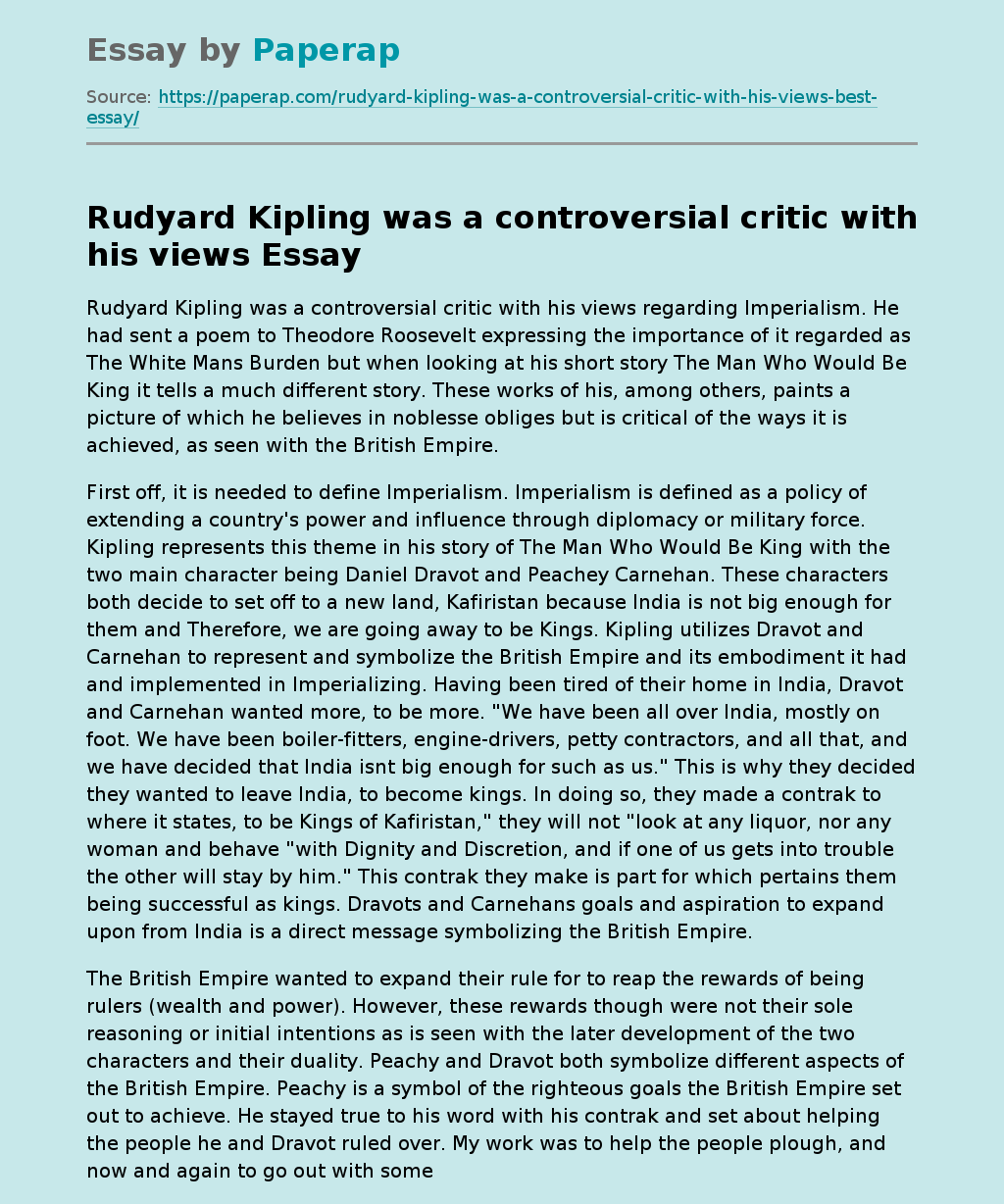 Rudyard Kipling Was A Controversial Critic With His Views