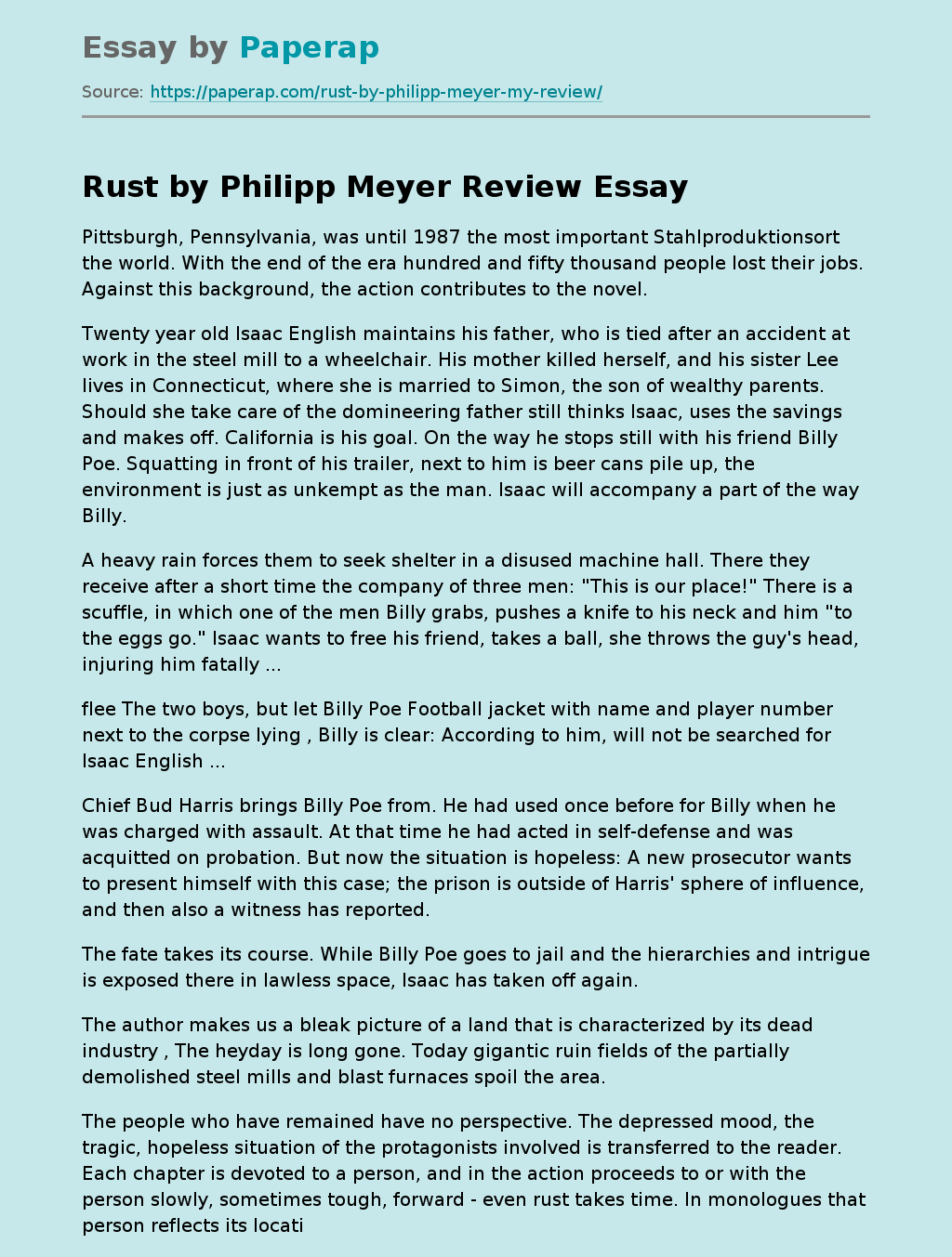 Rust by Philipp Meyer Review