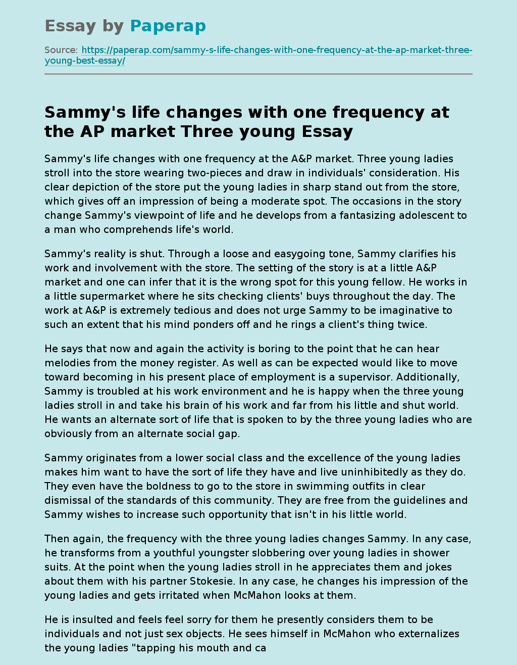 Sammy’s Life Changes With One Frequency at the AP Market