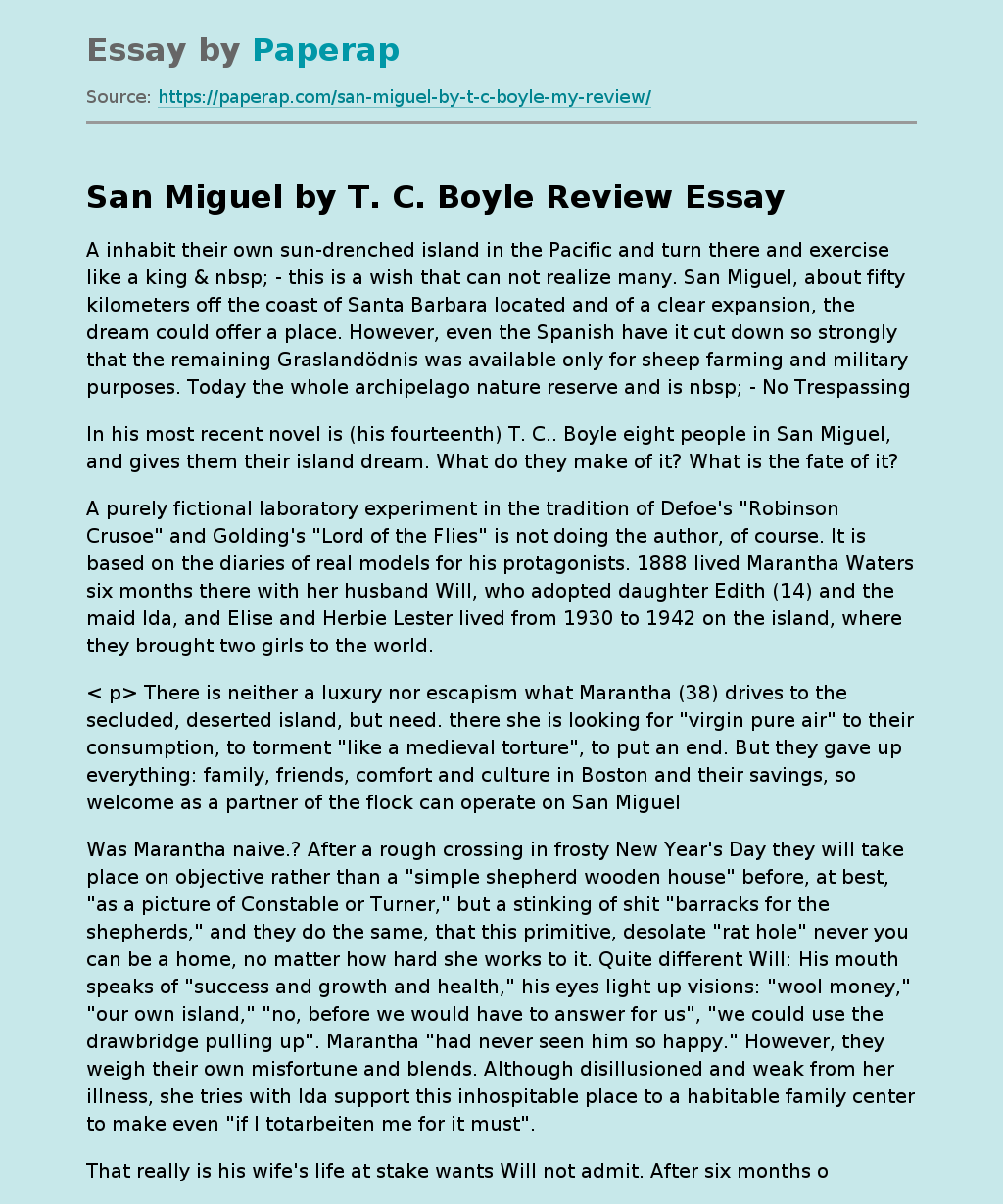 San Miguel by T. C. Boyle Review