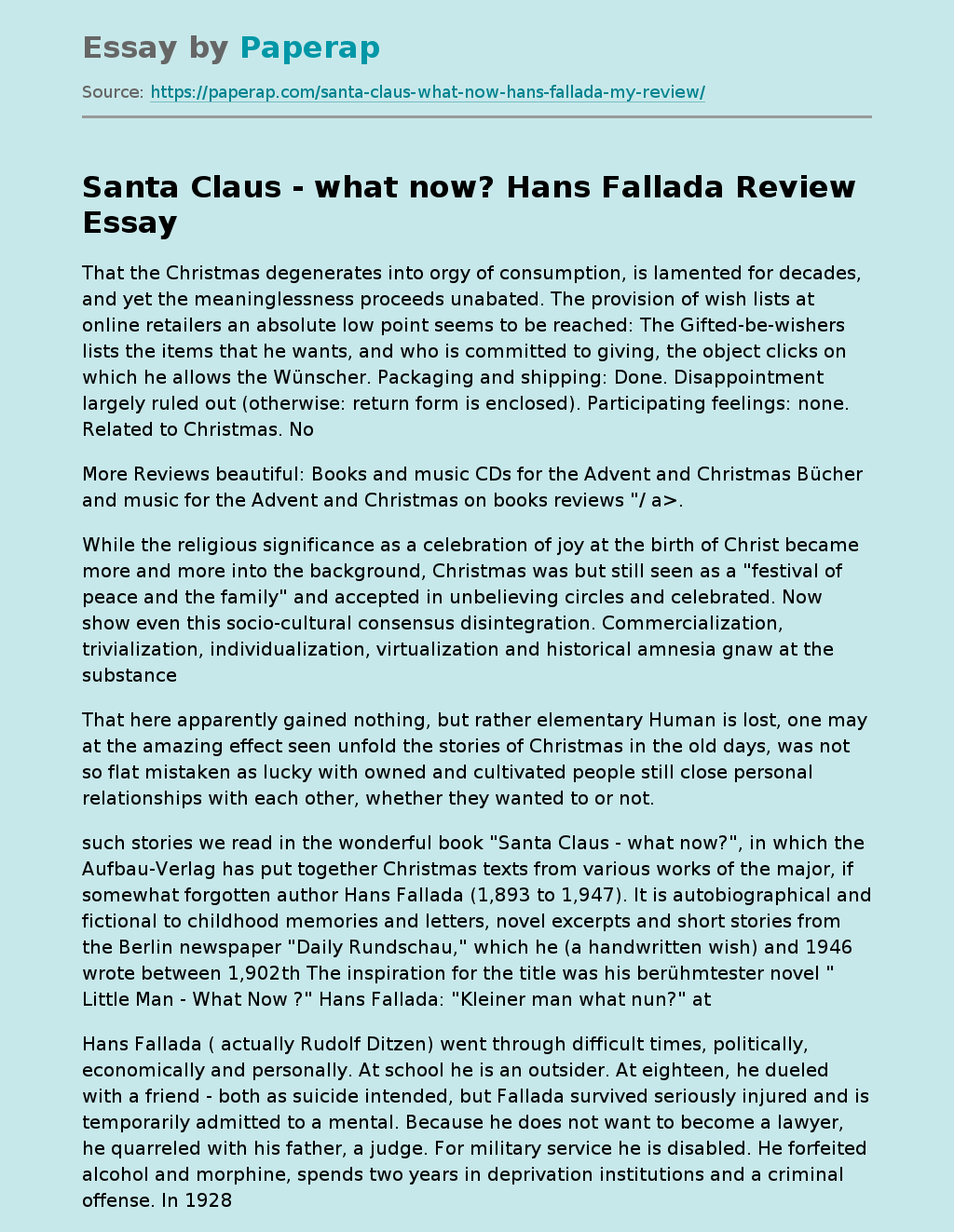 "Santa Claus - What Now?" By Hans Fallada