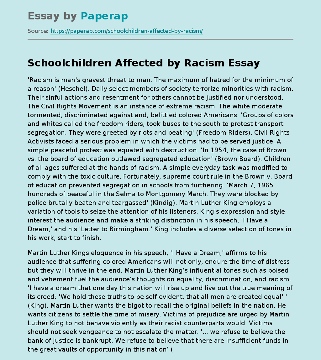 Schoolchildren Affected by Racism