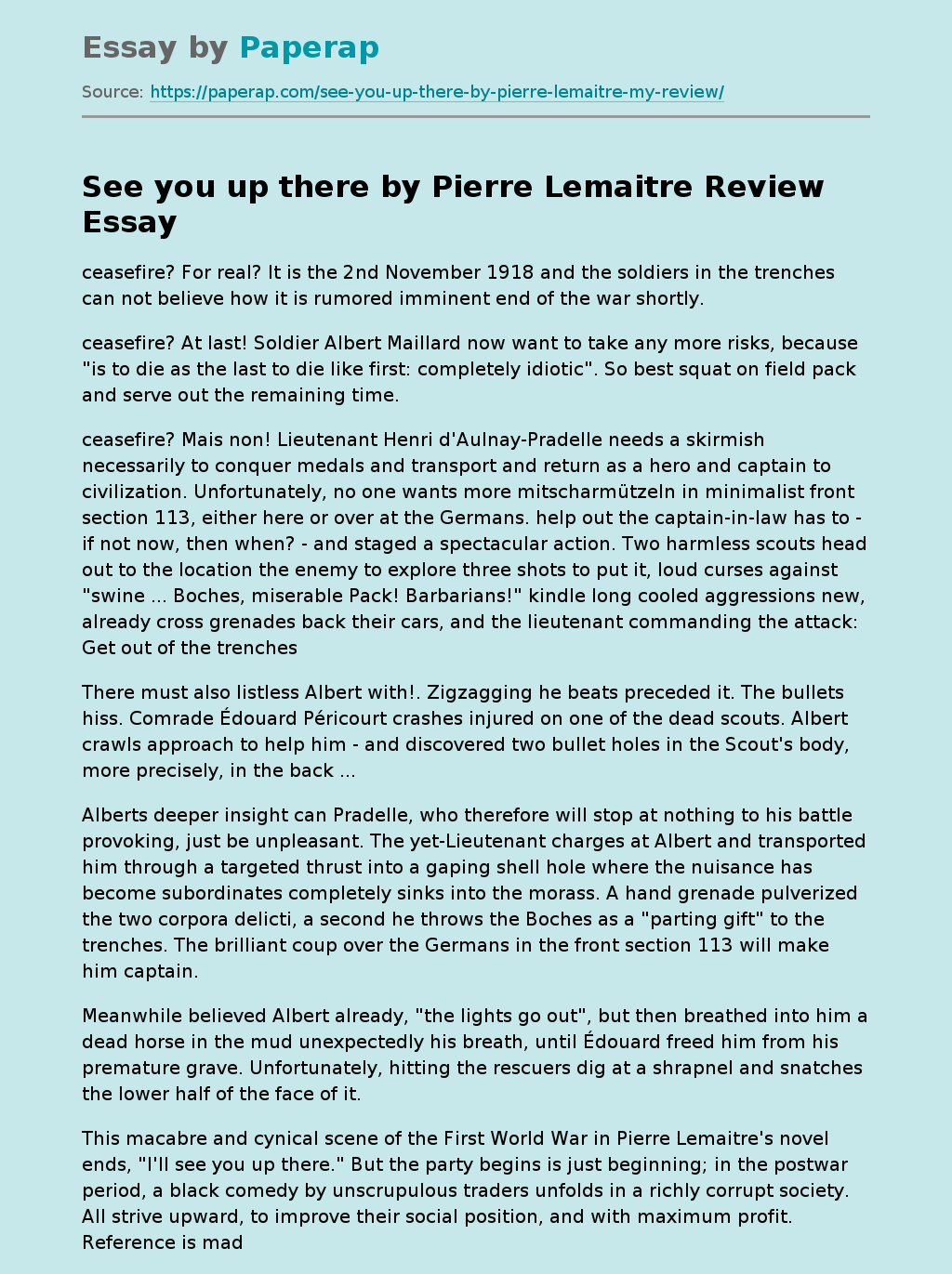 See You Up There By Pierre Lemaitre Review