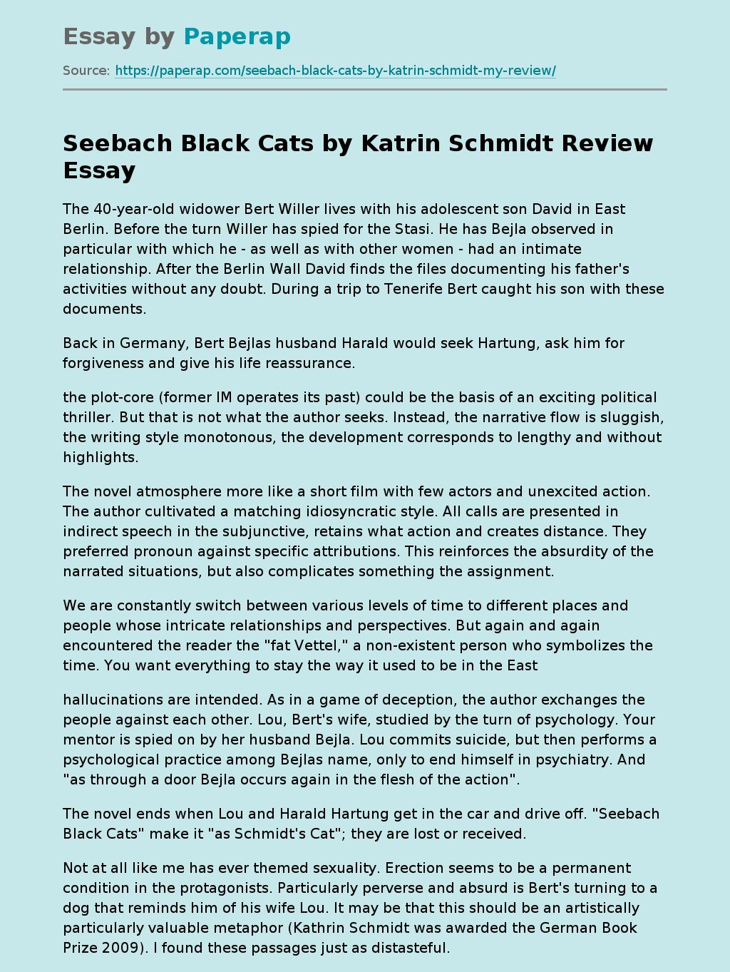 Seebach Black Cats by Katrin Schmidt Review
