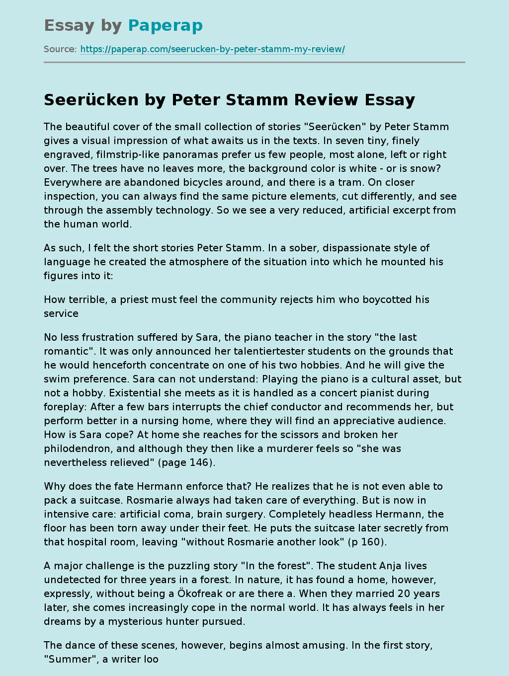 Book "Seerücken" by Peter Stamm