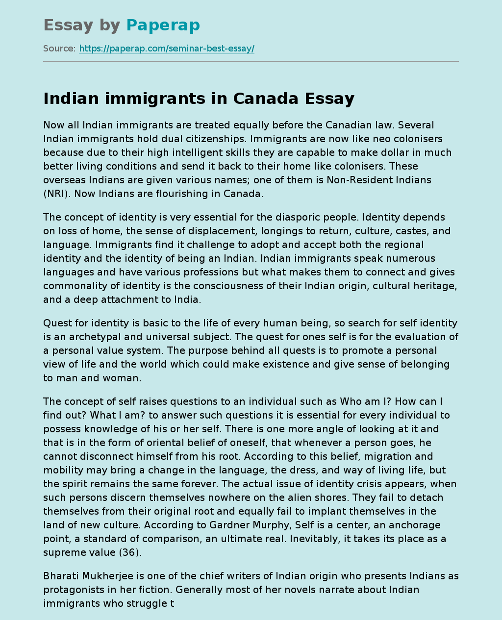 Indian Immigrants In Canada