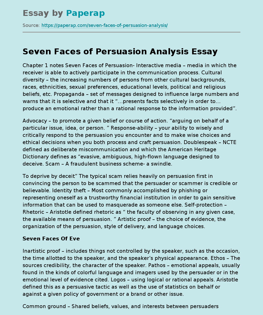 Seven Faces of Persuasion Analysis