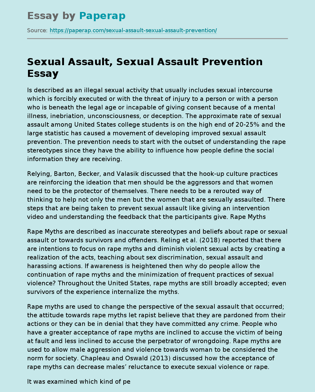 Sexual Assault, Sexual Assault Prevention