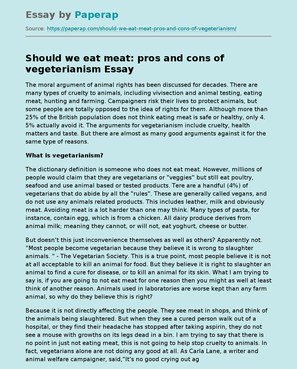 Should we eat meat: pros and cons of vegeterianism