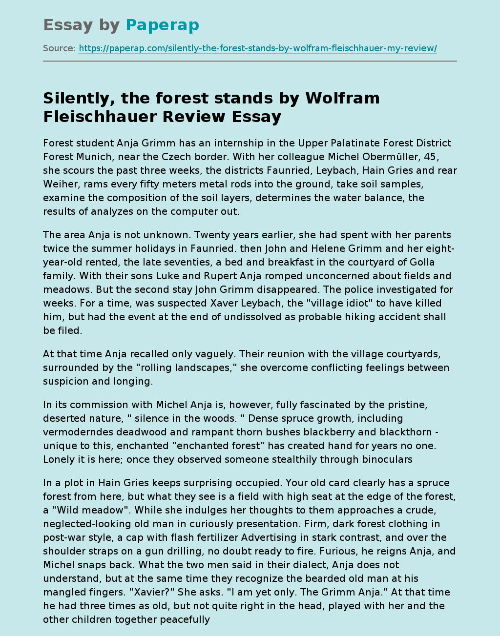 “Silently, the Forest Stands” by Wolfram Fleischhauer