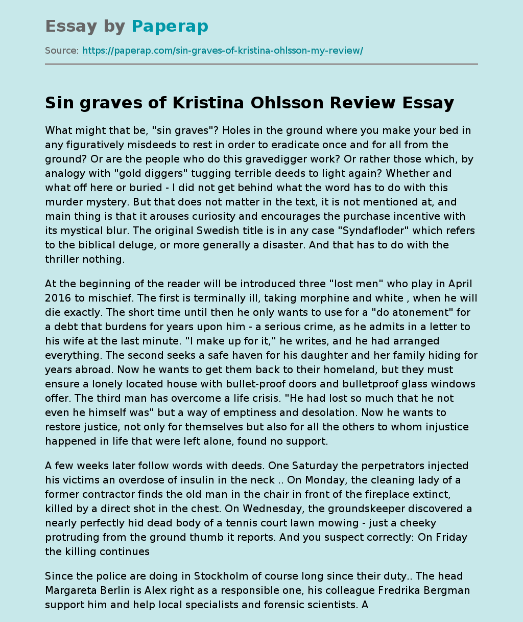 Sin graves of Kristina Ohlsson Review