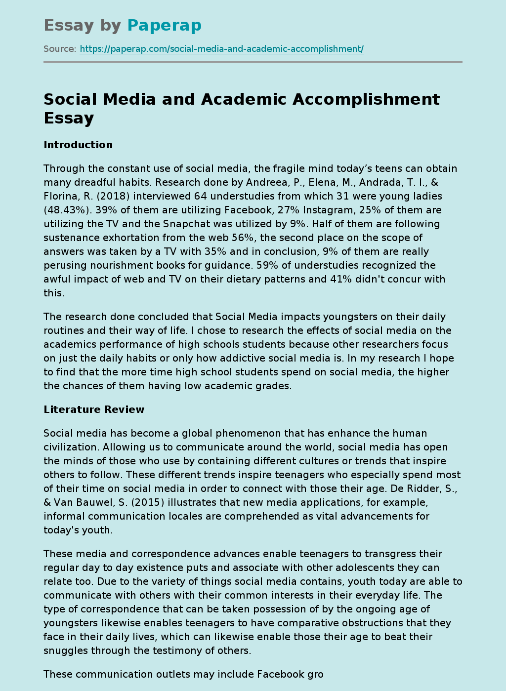 Social Media and Academic Accomplishment