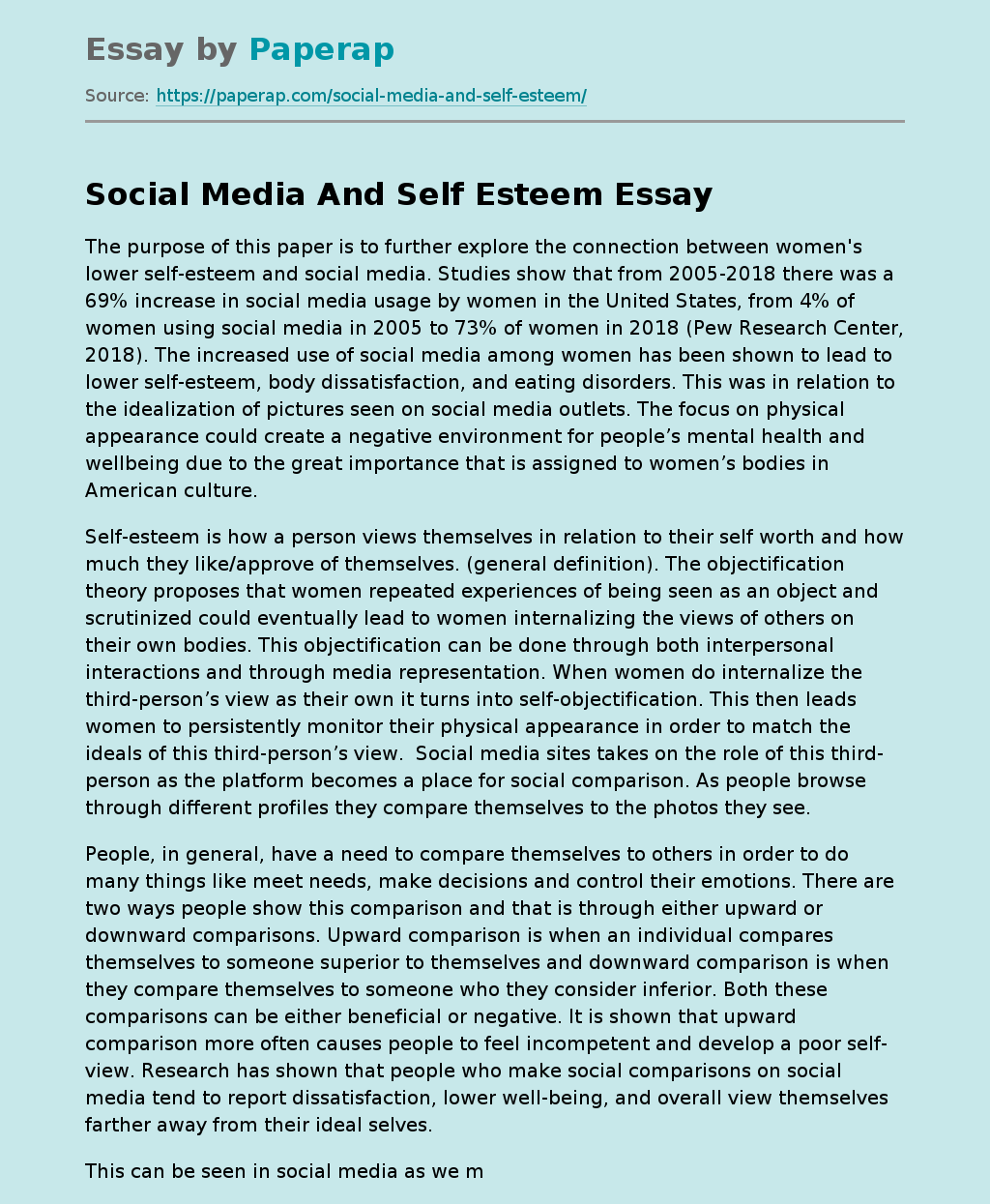 social media damages self esteem discursive essay
