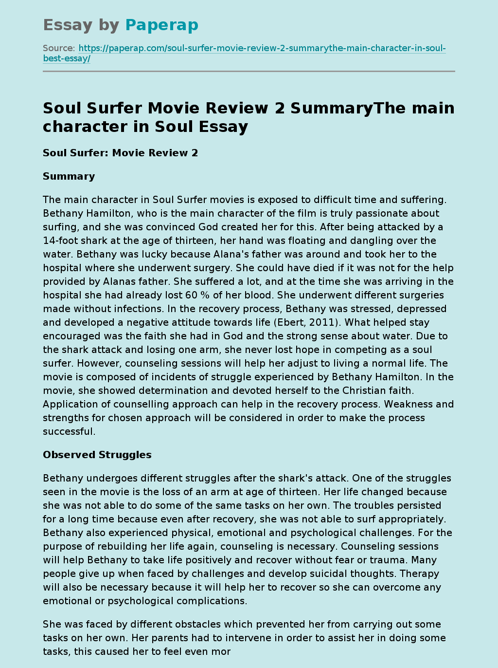 soul surfer movie review essay