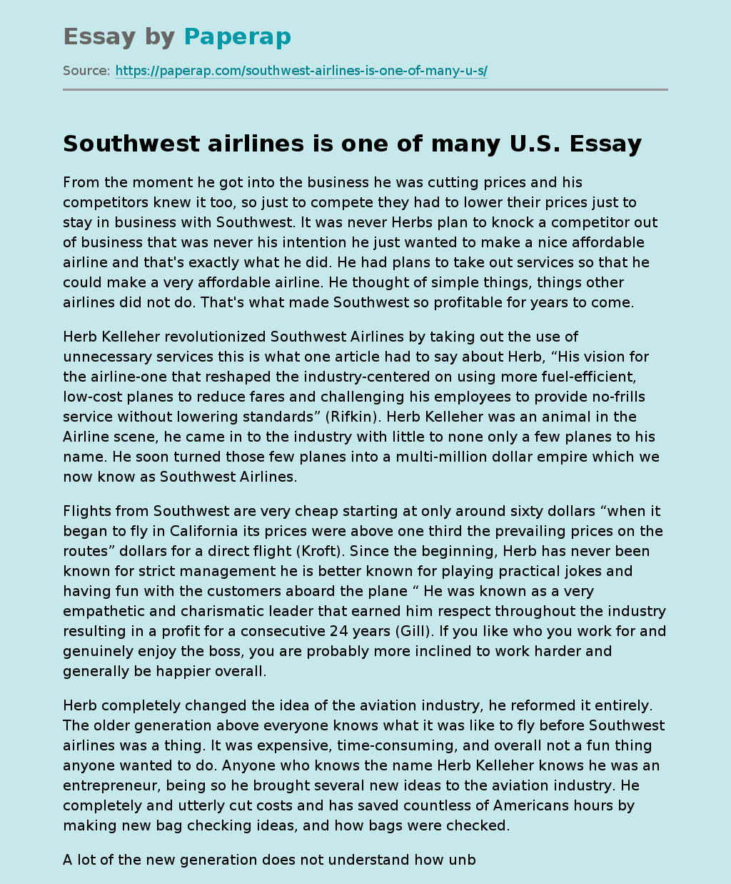 Southwest airlines is one of many U.S.