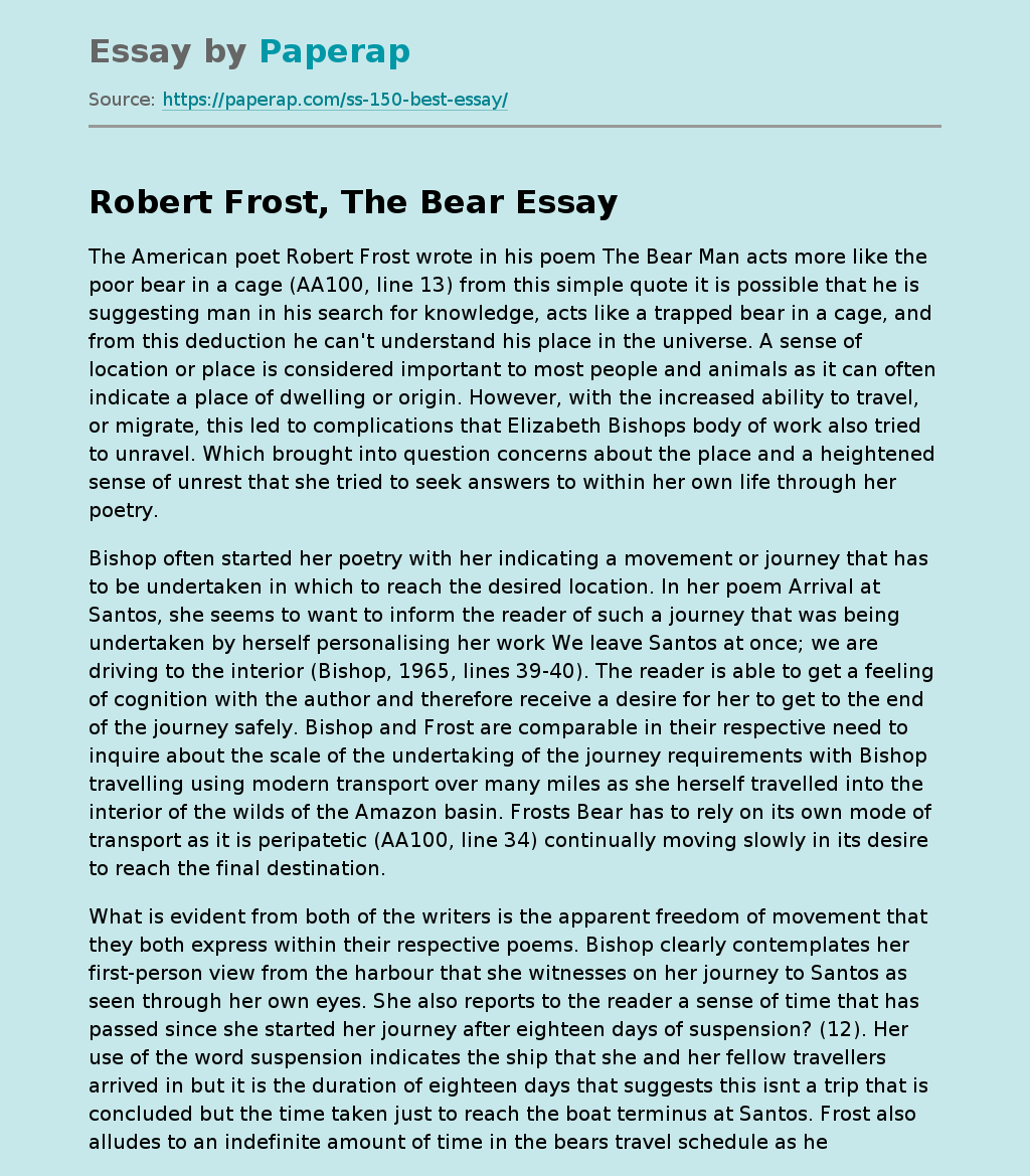 Robert Frost, The Bear