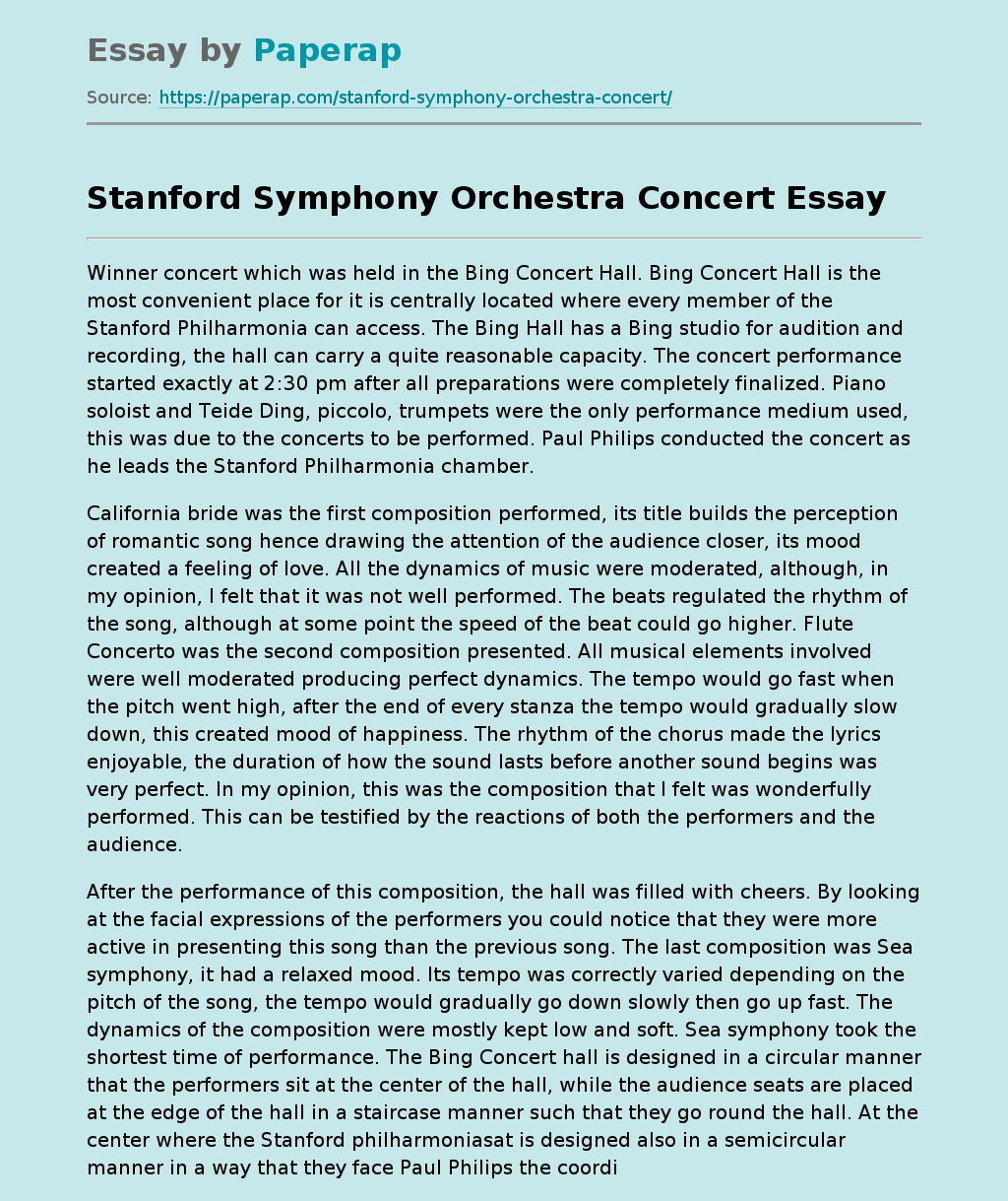 Stanford Symphony Orchestra Concert