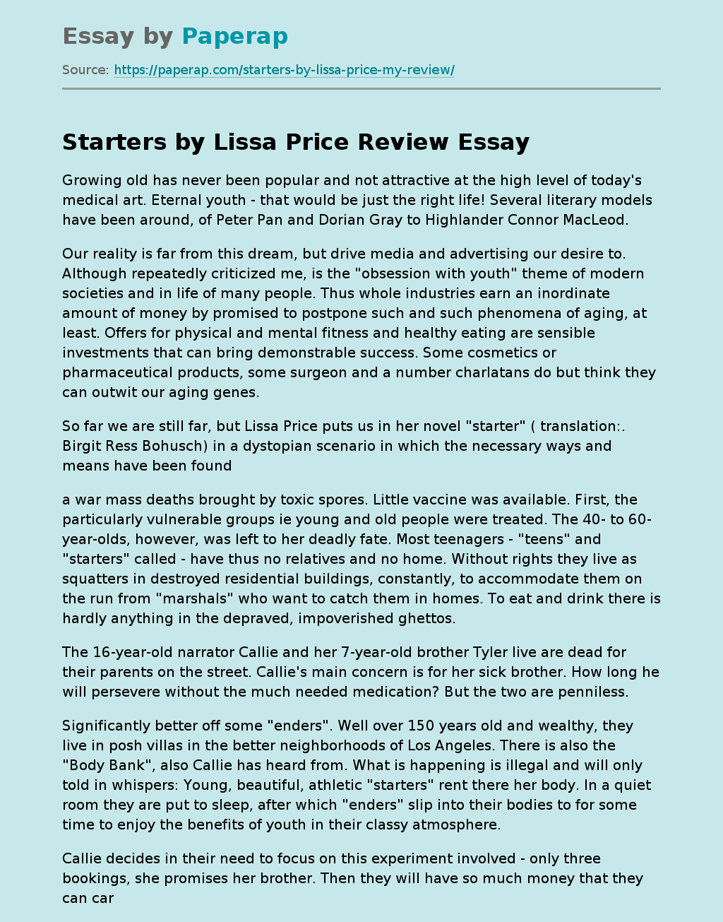 Book "Starters" by Lissa Price