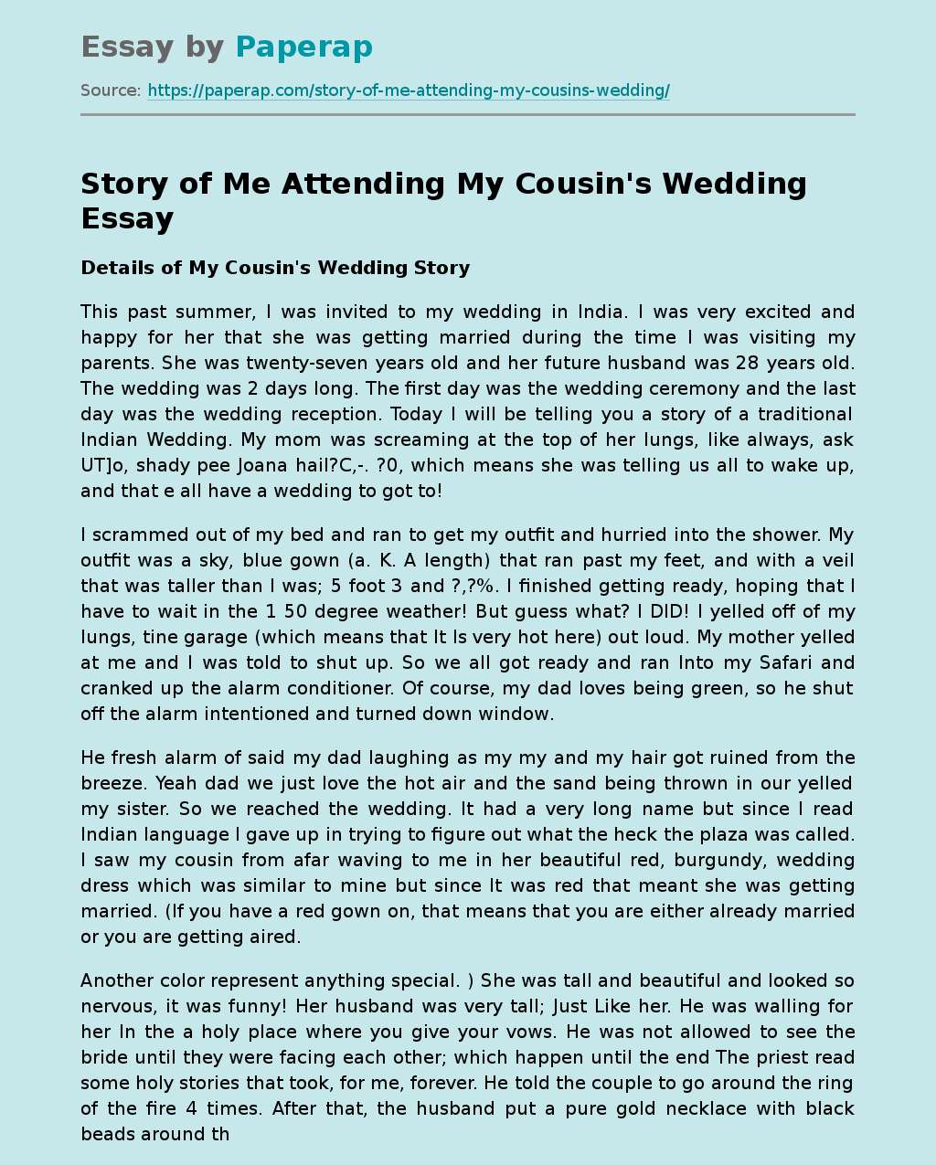 descriptive essay on a wedding