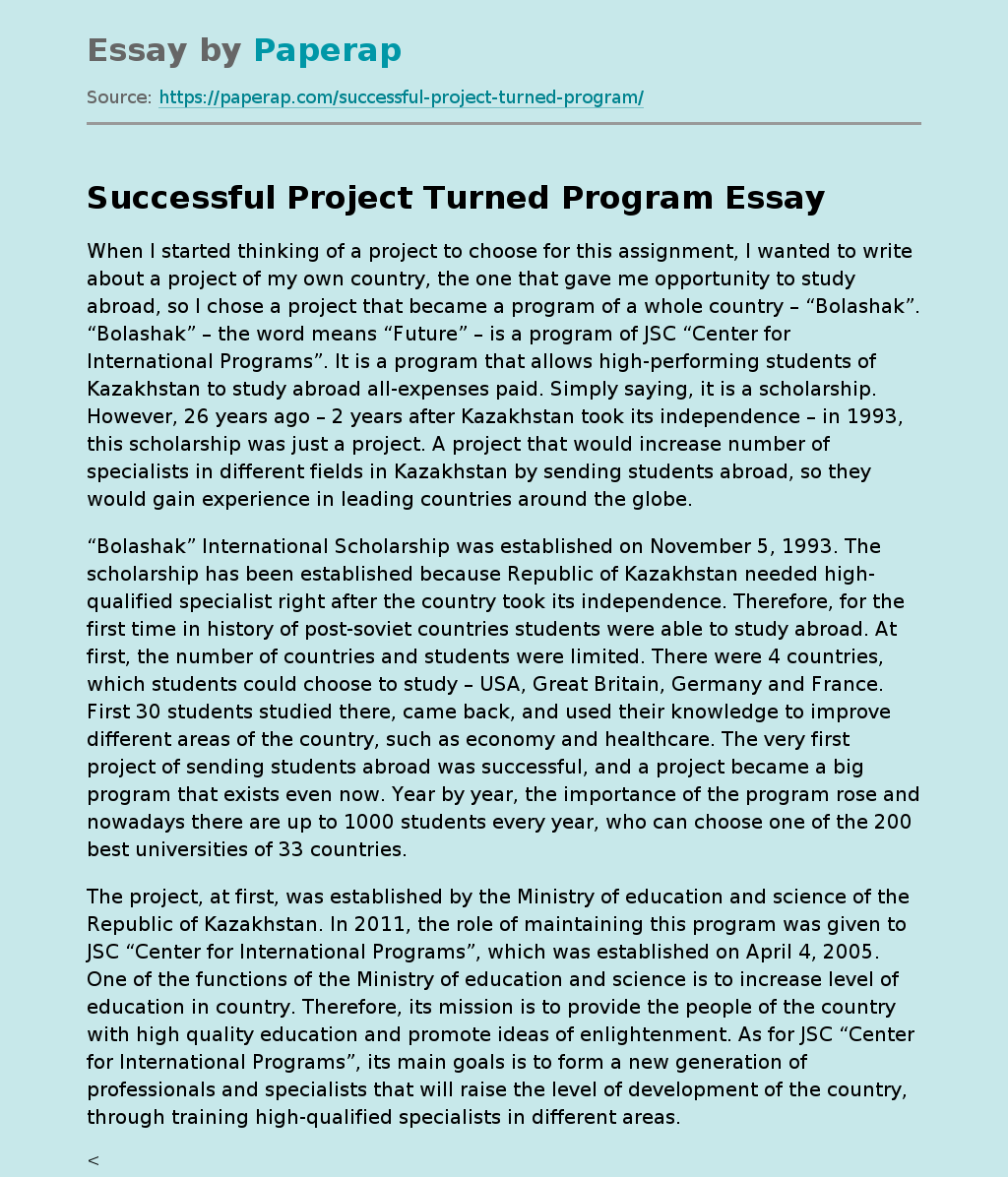 Successful Project Turned Program