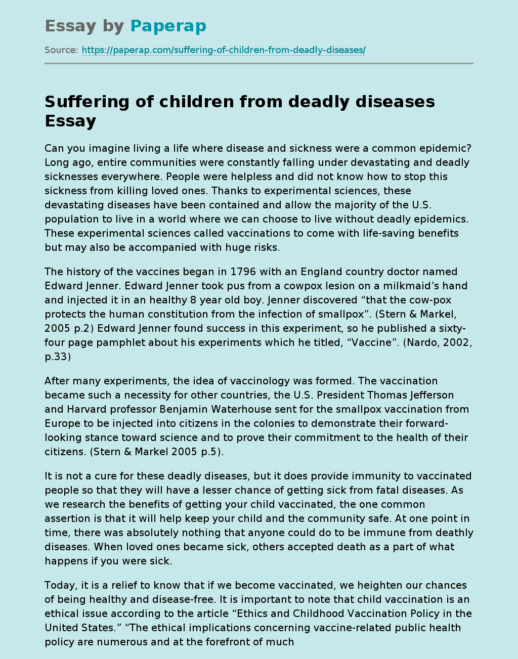 Suffering of children from deadly diseases