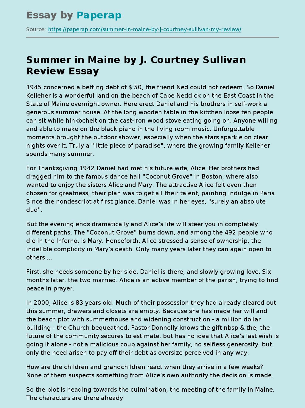 Summer in Maine by J. Courtney Sullivan Review