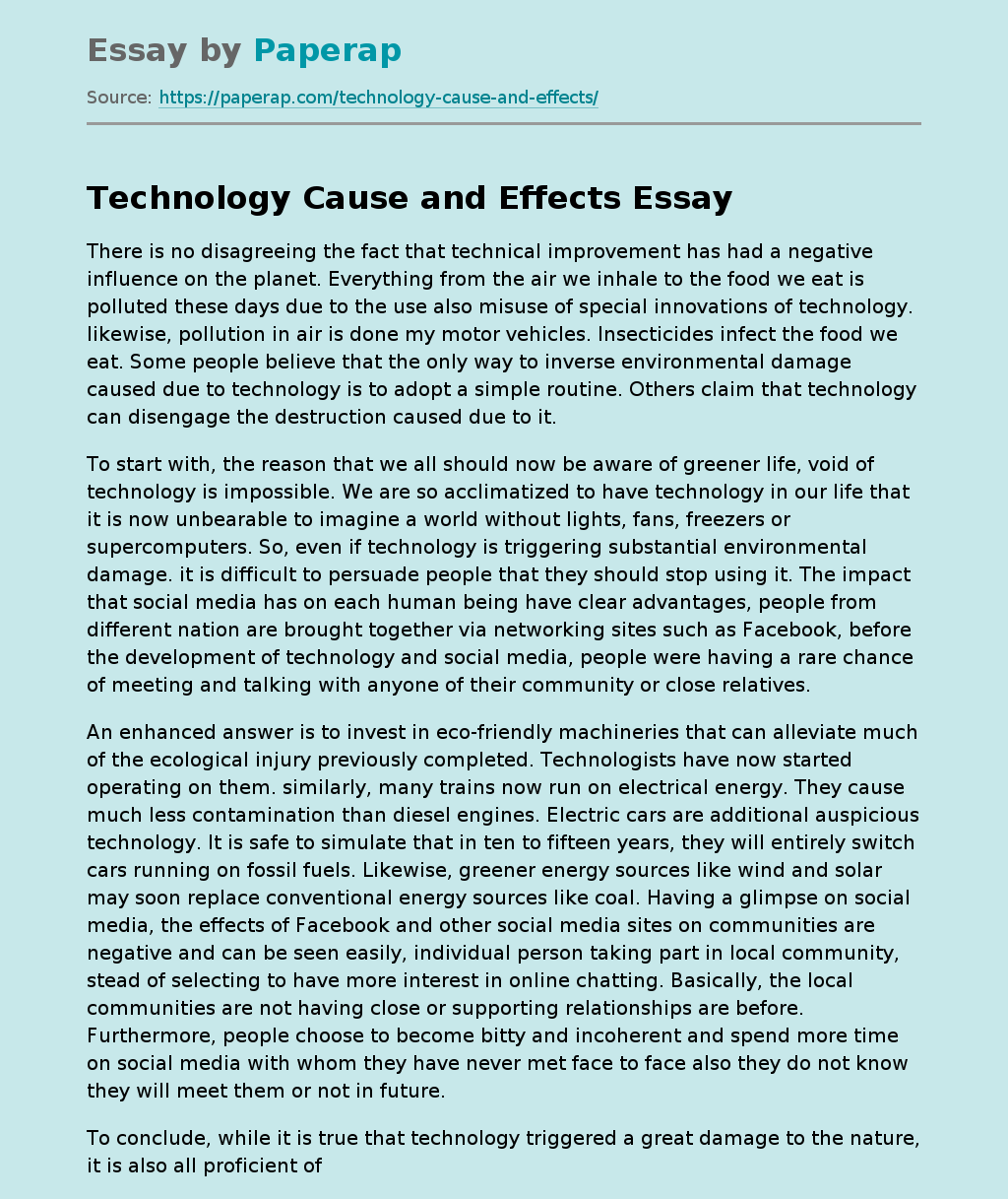 cause and effect essay about technology