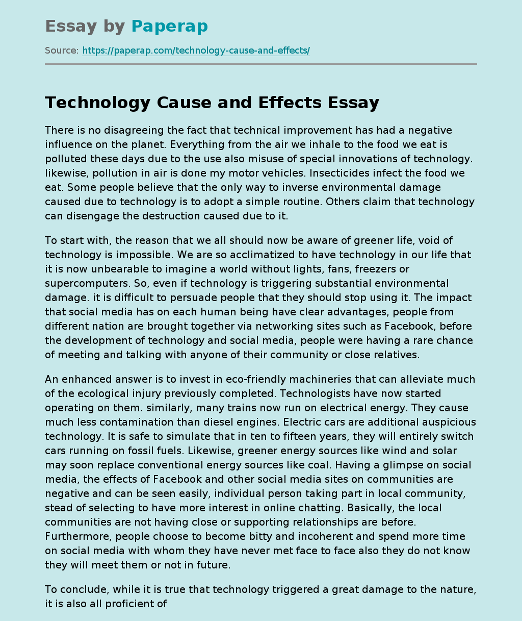 cause and effect essay on effects of technology