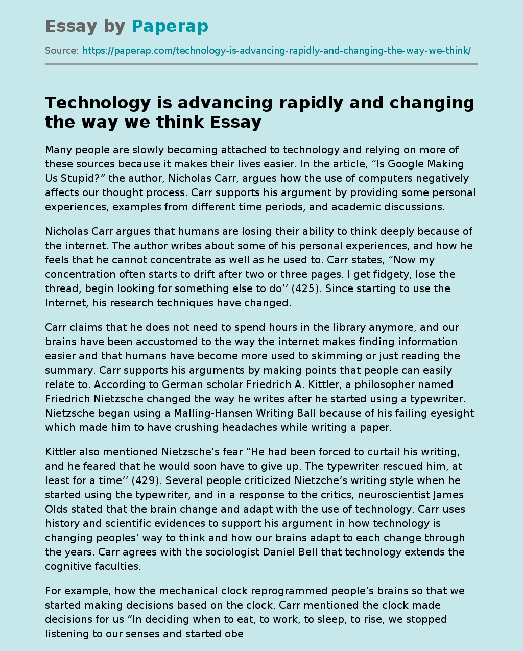 today technology has changed the way we live essay
