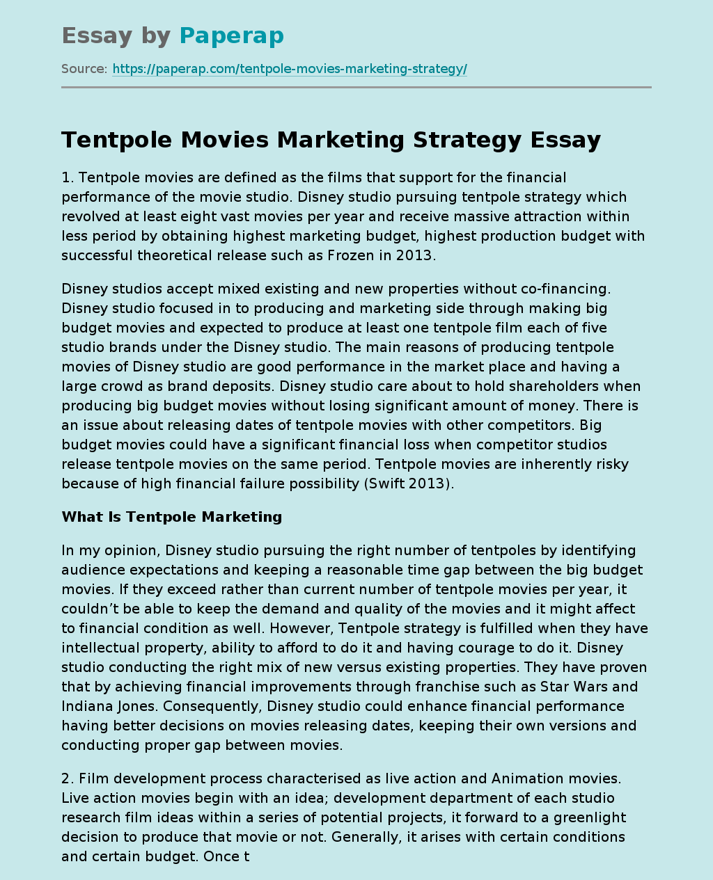 Tentpole Movies Marketing Strategy