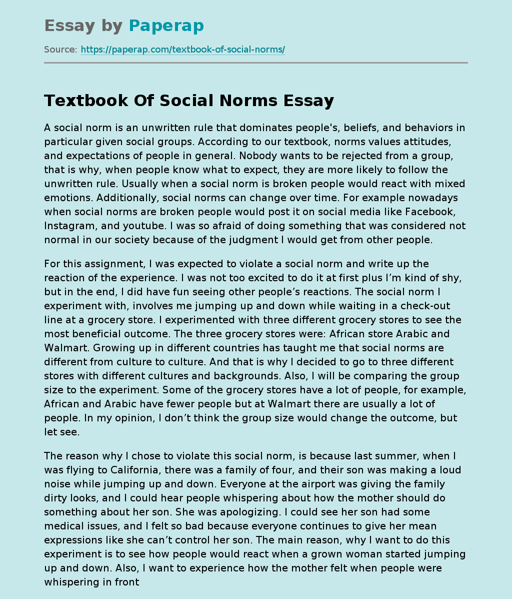 social norms in an essay
