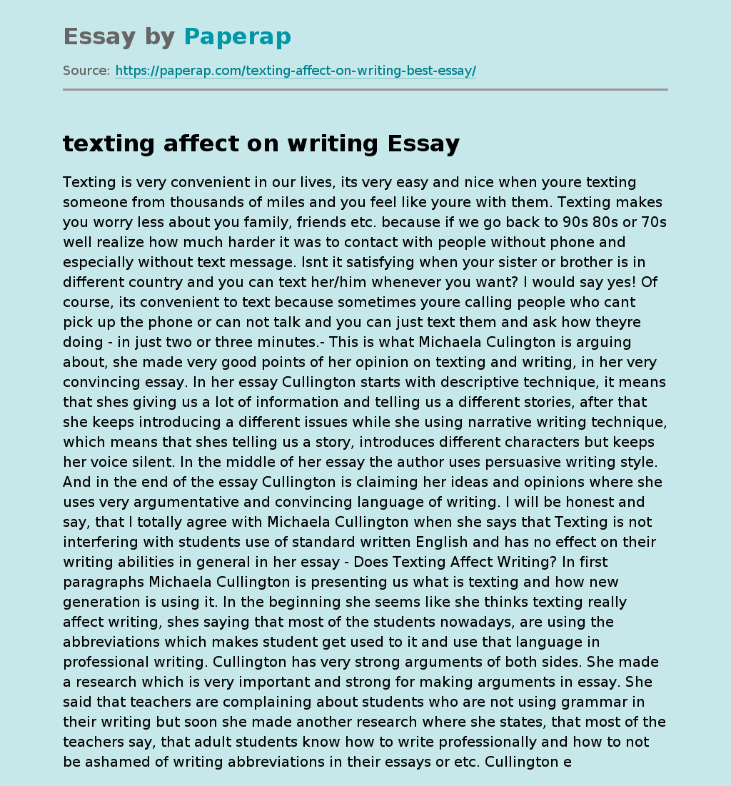 texting affect on writing