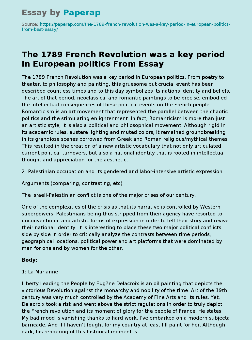 Impact of French Revolution on Art