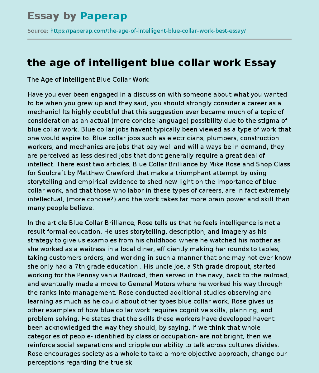 the age of intelligent blue collar work