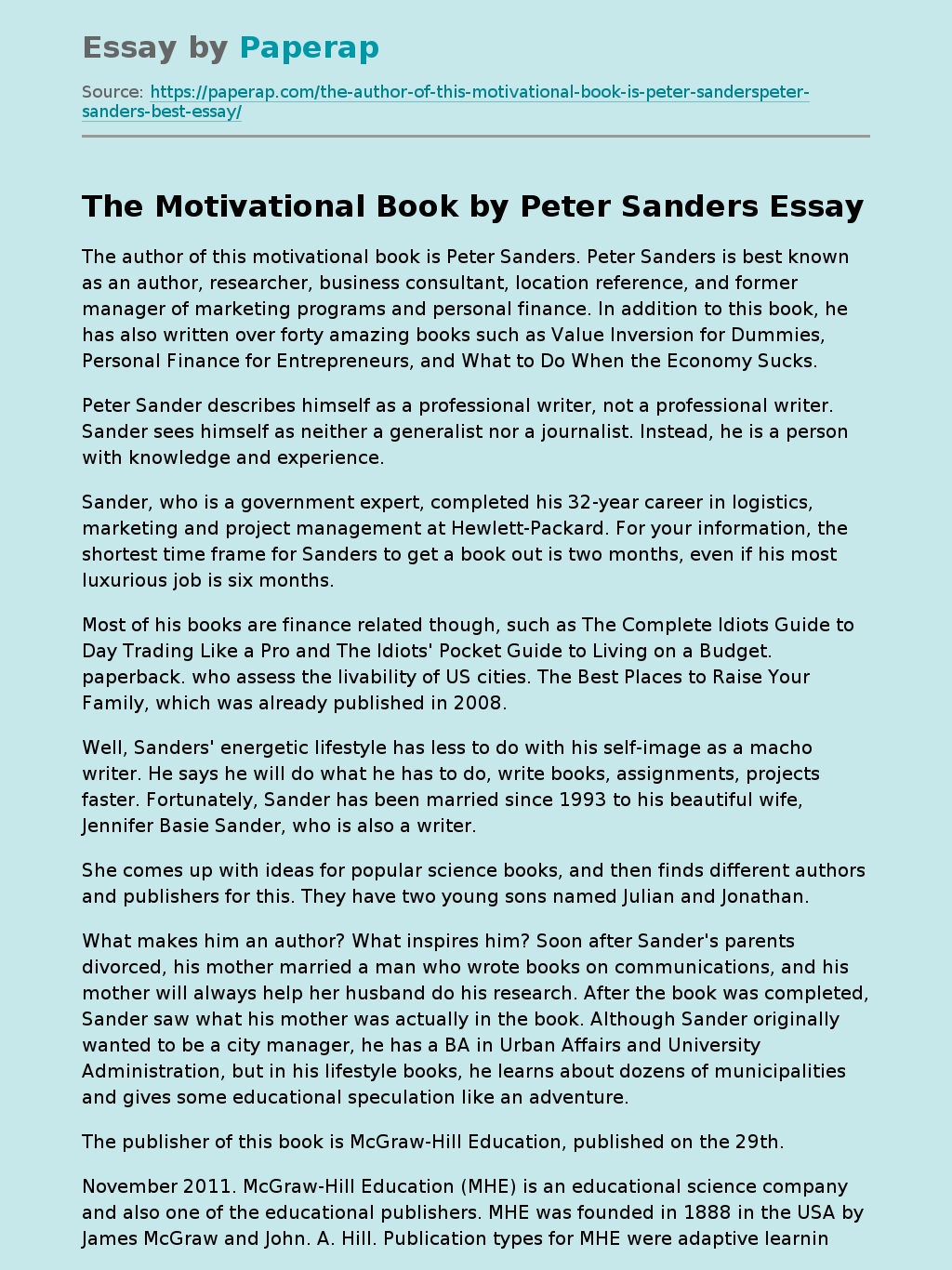 The Motivational Book by Peter Sanders