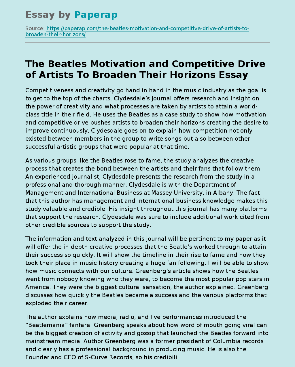 Beatles' Motivation for Artistic Growth