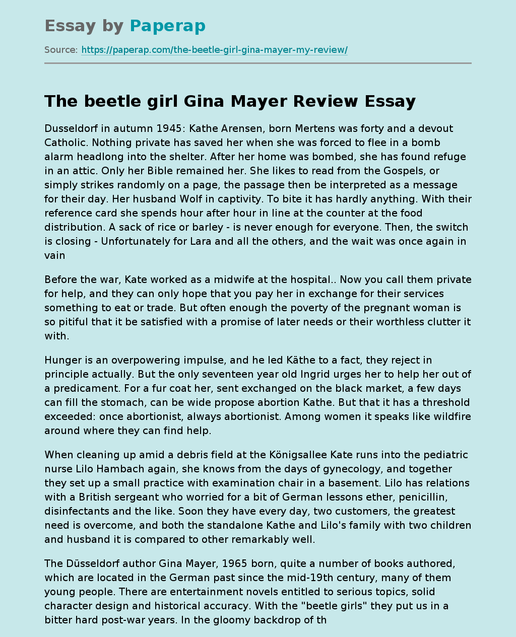 “The Beetle Girl” by Gina Mayer