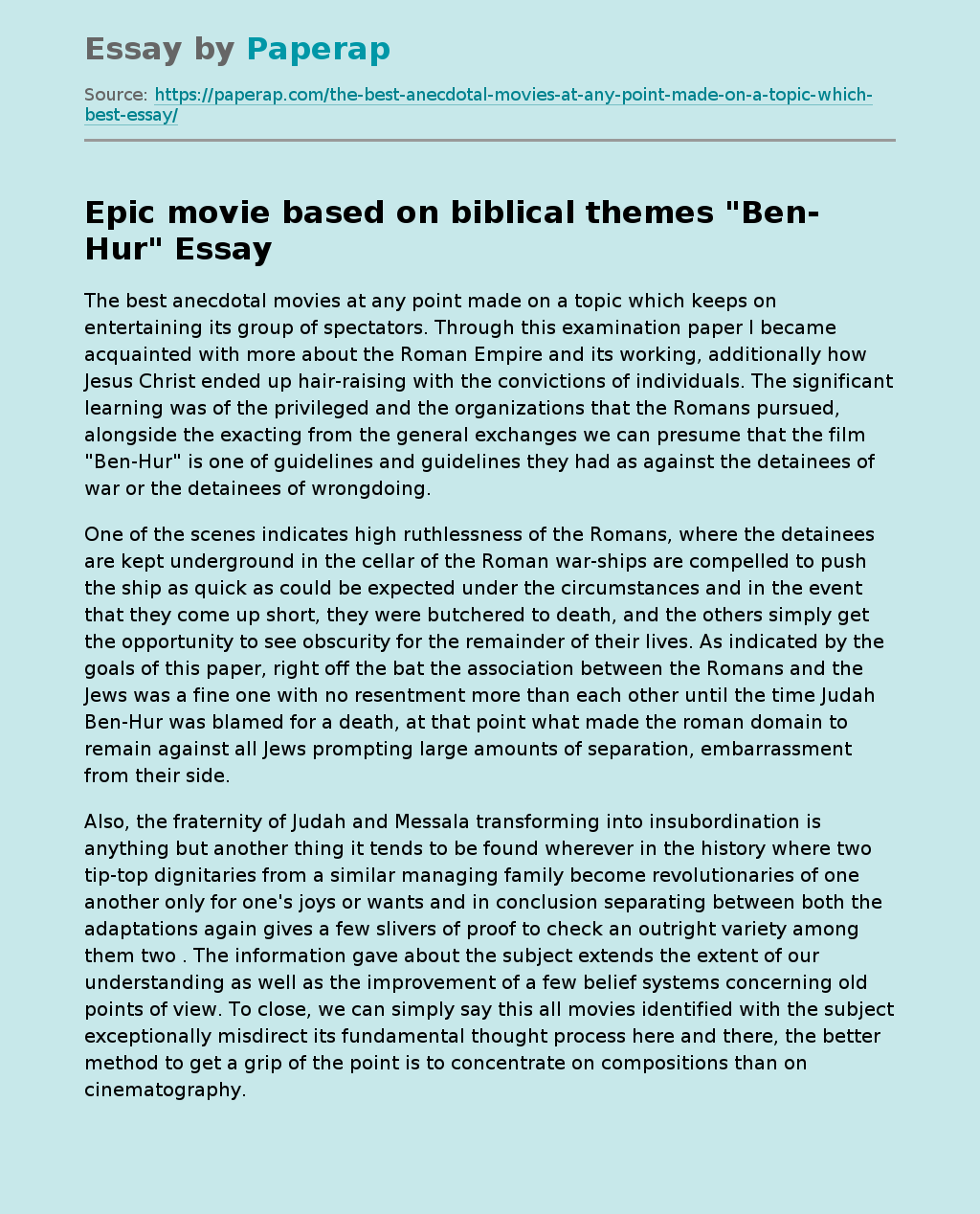Epic movie based on biblical themes "Ben-Hur"