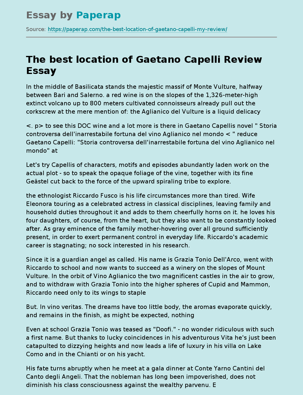 The best location of Gaetano Capelli Review