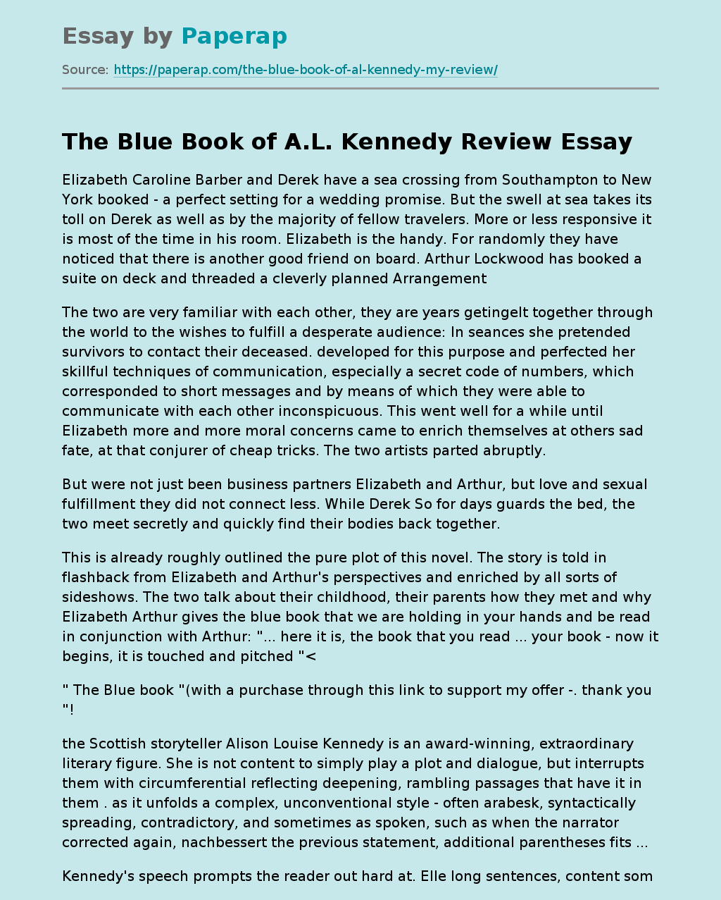 The Blue Book of A.L. Kennedy Review