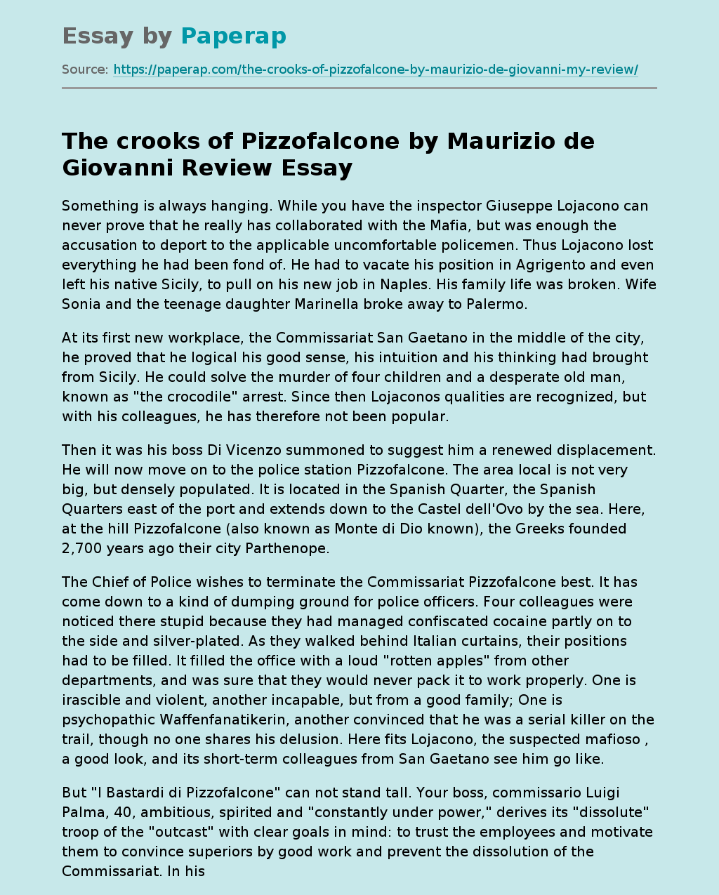 "The Crooks Of Pizzofalcone" By Maurizio De Giovanni