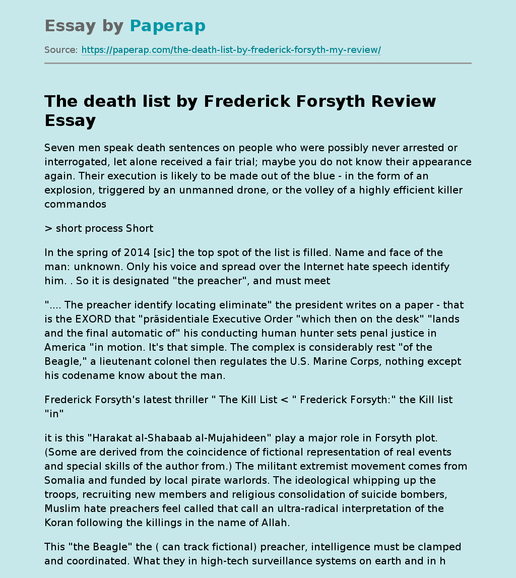 The death list by Frederick Forsyth Review