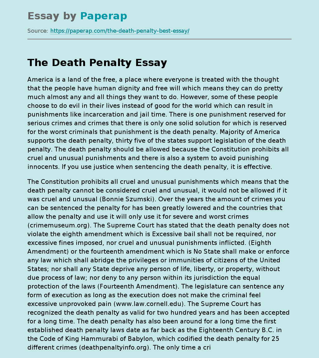 death penalty research paper