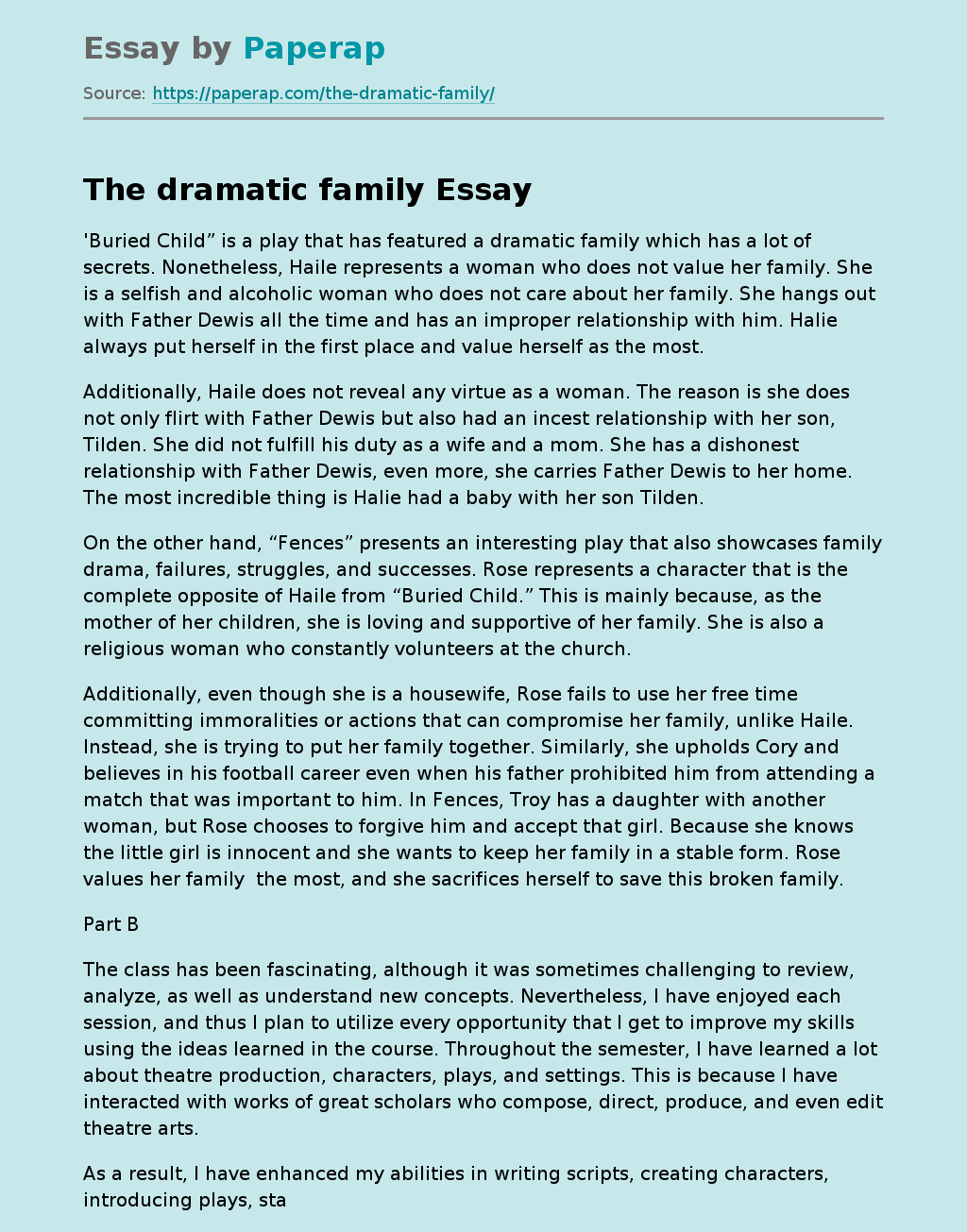 an essay on drama
