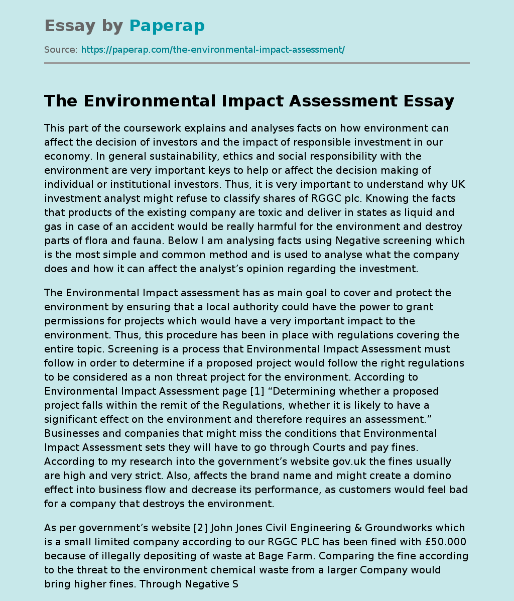 The Environmental Impact Assessment