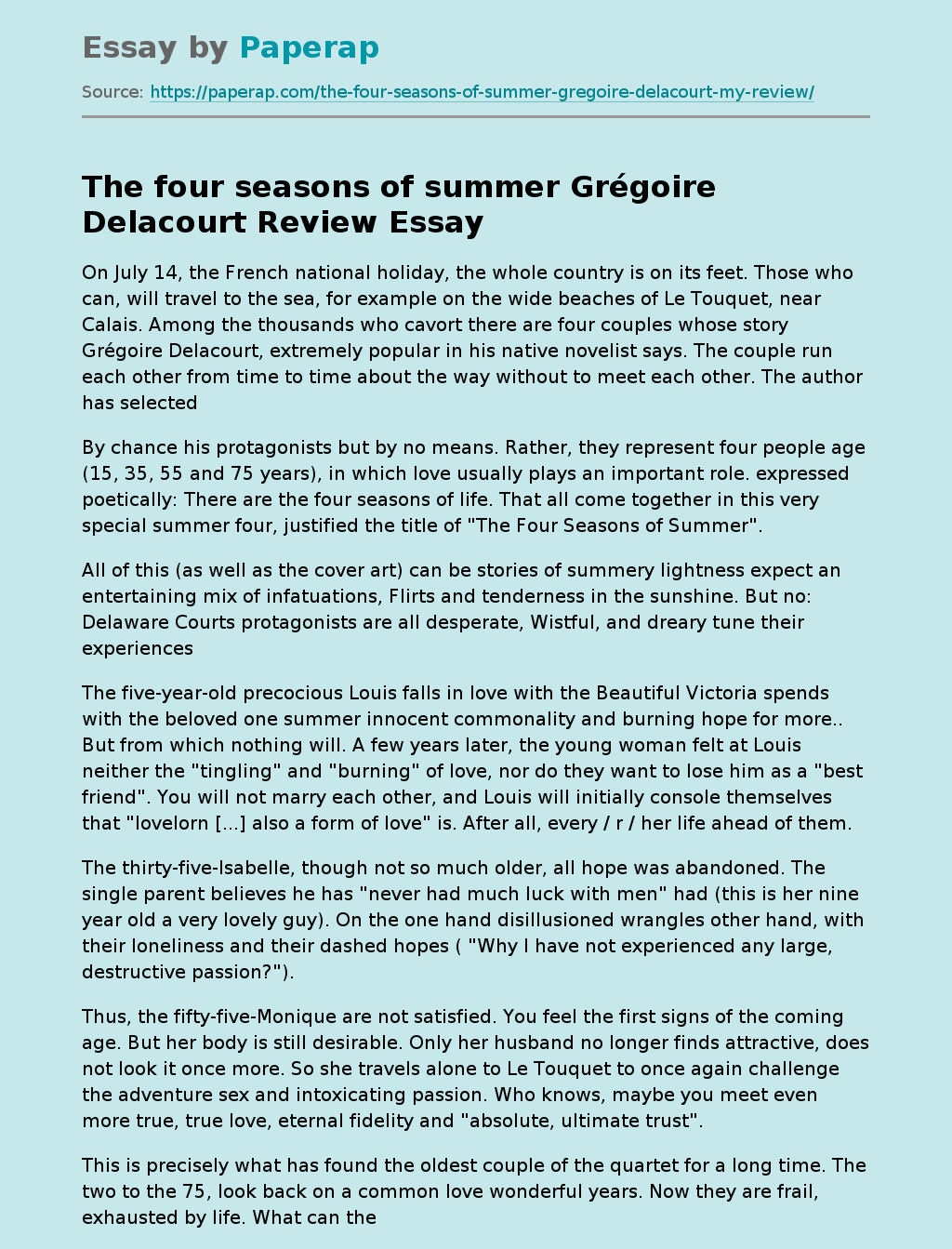 The four seasons of summer Grégoire Delacourt Review