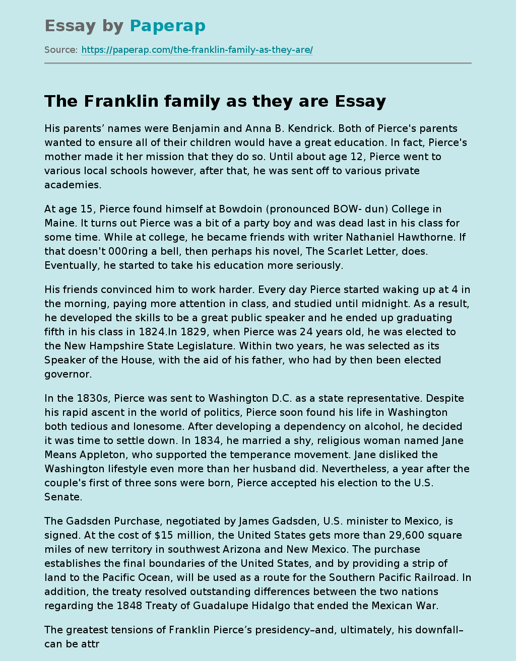 The Franklin family as they are
